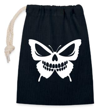 Kompliziertes Schmetterlingsschädel-Design - Verschließbarer Geschenkbeutel aus Baumwolle (14x20cm) - Navy - Vorne