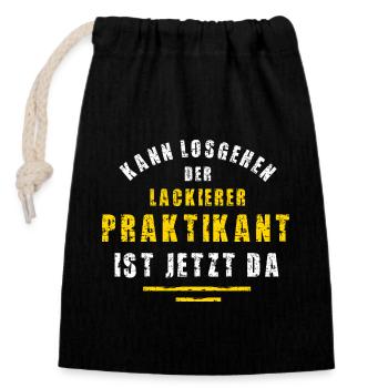 Lackierer Praktikant Lackiererei Praktikum Maler - Verschließbarer Geschenkbeutel aus Baumwolle (14x20cm) - Schwarz - Vorne