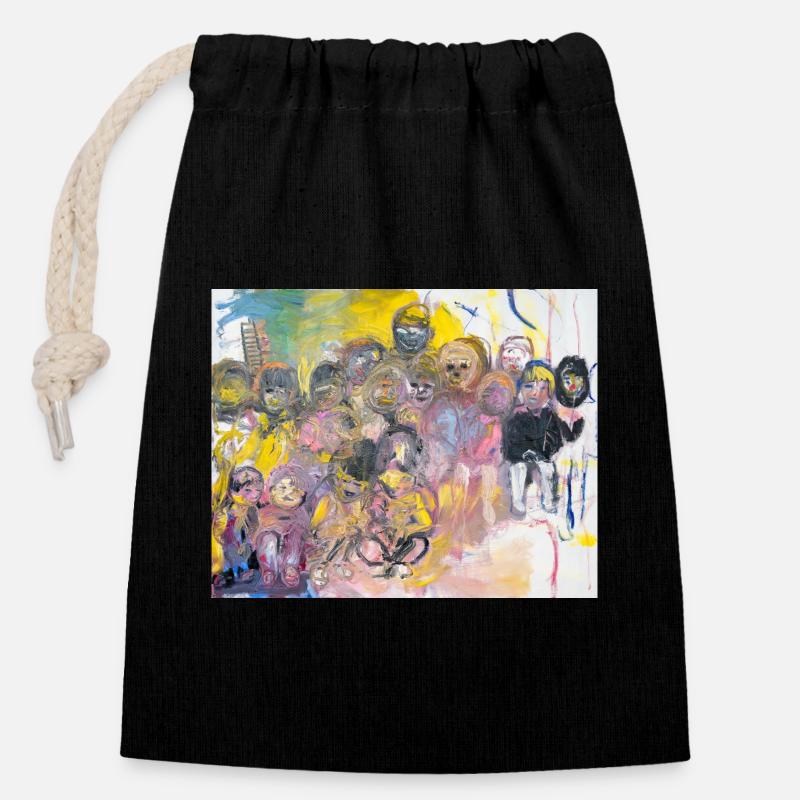 Enfants? - Sac cadeau en coton avec cordon (14 x 20 cm) - noir