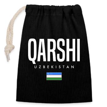Qarshi Usbekistan - Verschließbarer Geschenkbeutel aus Baumwolle (14x20cm) - Schwarz - Vorne