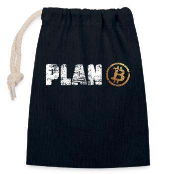 Plan B Bitcoin Krypto Crypto BTC - Closable cotton gift bag (14x20cm) - navy - Front