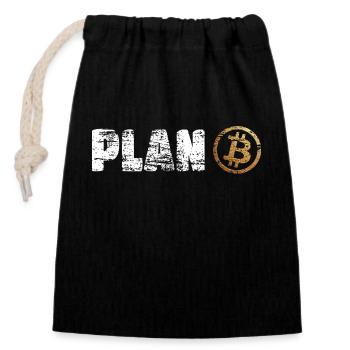Plan B Bitcoin Krypto Crypto BTC - Verschließbarer Geschenkbeutel aus Baumwolle (14x20cm) - Schwarz - Vorne