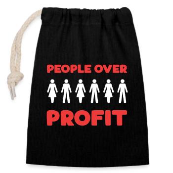 People Over Profit - Closable cotton gift bag (14x20cm) - black - Front