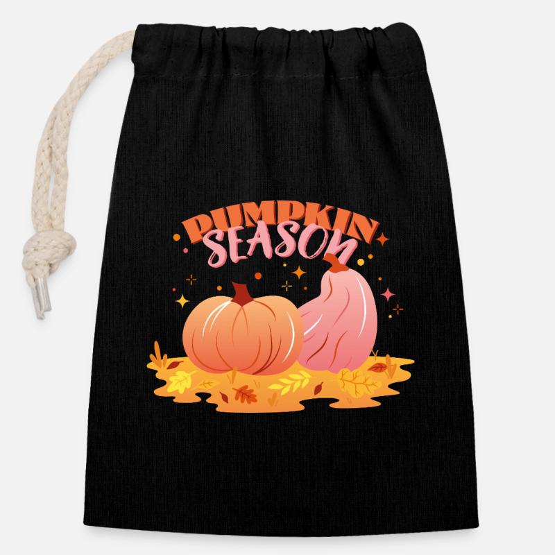 Pumpkin_season - Closable cotton gift bag (14x20cm) - black