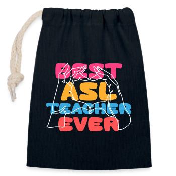 ASL Dolmetscher Gebärdensprache Best ASL Teacher - Verschließbarer Geschenkbeutel aus Baumwolle (14x20cm) - Navy - Vorne