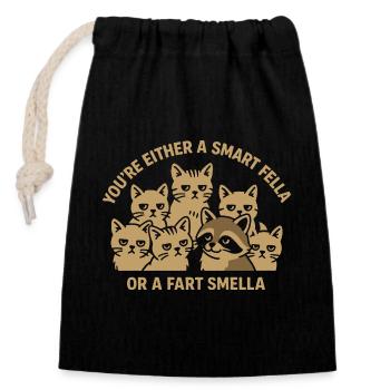 Vous êtes soit un gars intelligent, soit un pet Smella Mème - Sac cadeau en coton avec cordon (14 x 20 cm) - noir - Devant