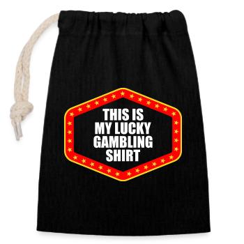 Lucky Gambling Casino Gambling Funny Player - Sac cadeau en coton avec cordon (14 x 20 cm) - noir - Devant