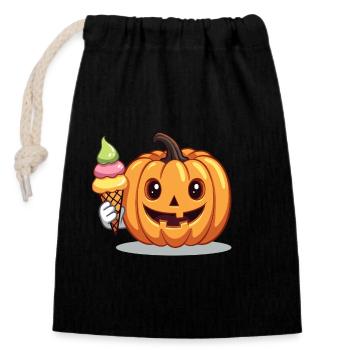 Süßer Grusel Kürbis mit Eiswaffel - Closable cotton gift bag (14x20cm) - black - Front