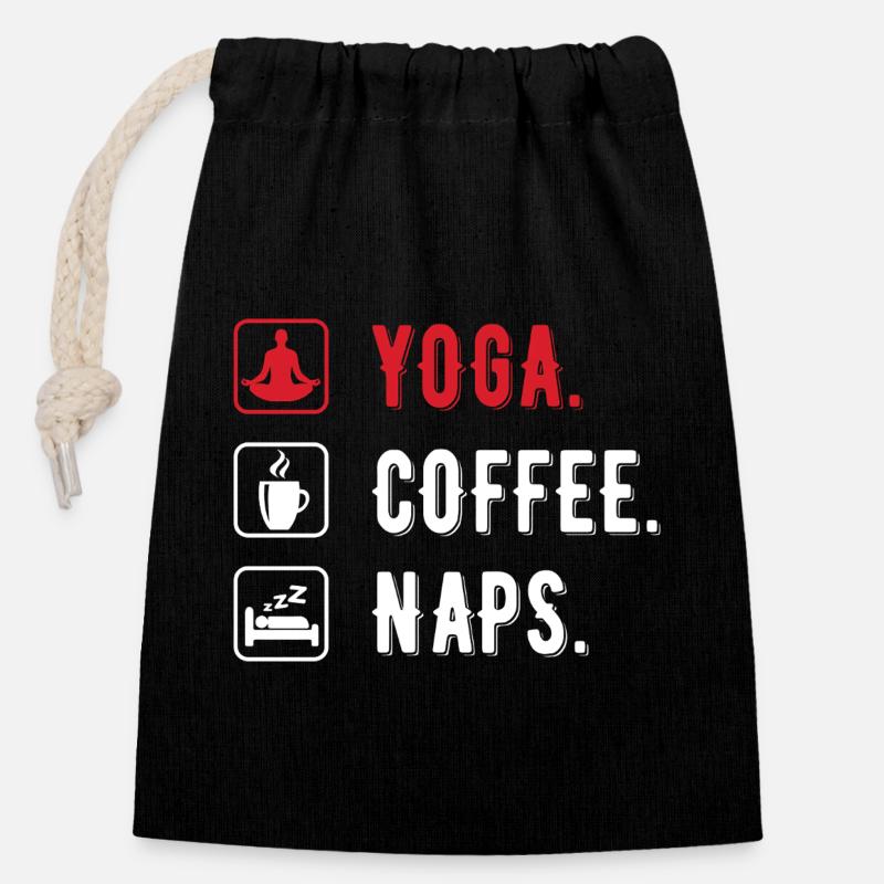 Yoga coffee naps men - Closable cotton gift bag (14x20cm) - black