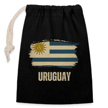 Grunge-Flagge von Uruguay, ich liebe Uruguay - Verschließbarer Geschenkbeutel aus Baumwolle (14x20cm) - Schwarz - Vorne
