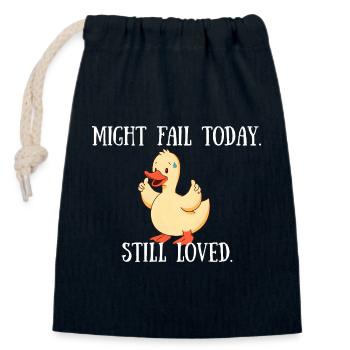 Might Fail Today - Still Loved - Verschließbarer Geschenkbeutel aus Baumwolle (14x20cm) - Navy - Vorne
