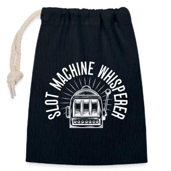 Casino Gambler Machine à sous Whisperer Gambling - Sac cadeau en coton avec cordon (14 x 20 cm) - bleu marine - Devant