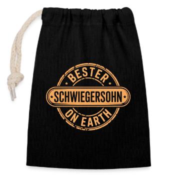 Bester Schwiegersohn Geschenk - Verschließbarer Geschenkbeutel aus Baumwolle (14x20cm) - Schwarz - Vorne