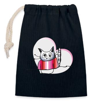Lesbian Cat - Closable cotton gift bag (14x20cm) - navy - Front
