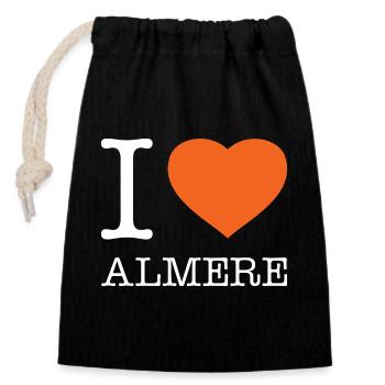 I love Almere - Verschließbarer Geschenkbeutel aus Baumwolle (14x20cm) - Schwarz - Vorne