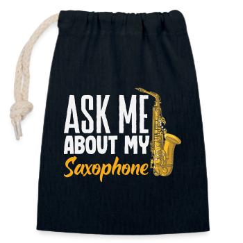 Jazz Ask Me About My Saxophone Lustiger - Sac cadeau en coton avec cordon (14 x 20 cm) - bleu marine - Devant