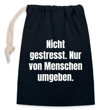 Nicht gestresst Von Menschen umgeben - Verschließbarer Geschenkbeutel aus Baumwolle (14x20cm) - Navy - Vorne