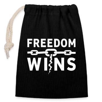 La liberté gagne : La liberté brise les chaînes - Sac cadeau en coton avec cordon (14 x 20 cm) - noir - Devant