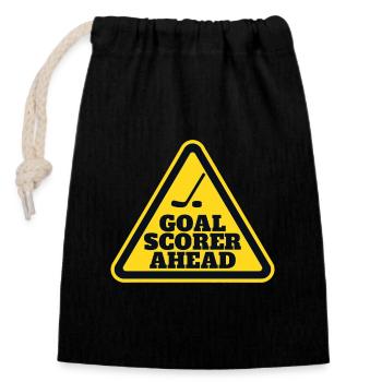 Goal Scorer Ahead Eishockey Warnschild Sport - Verschließbarer Geschenkbeutel aus Baumwolle (14x20cm) - Schwarz - Vorne