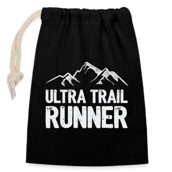 Coureur d’ultra-trail - Sac cadeau en coton avec cordon (14 x 20 cm) - noir - Devant