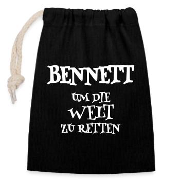 Retter Bennett - Verschließbarer Geschenkbeutel aus Baumwolle (14x20cm) - Schwarz - Vorne
