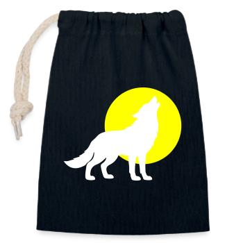 Wolf Silhouette - Verschließbarer Geschenkbeutel aus Baumwolle (14x20cm) - Navy - Vorne