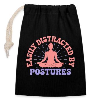 Yoga facilement distrait par des postures Yoga drôle - Sac cadeau en coton avec cordon (14 x 20 cm) - noir - Devant