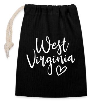 West Virginia Heart Women's Love West Virginia - Verschließbarer Geschenkbeutel aus Baumwolle (14x20cm) - Schwarz - Vorne