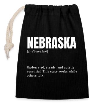 Nebraska Bold Typo Emblem - Verschließbarer Geschenkbeutel aus Baumwolle (14x20cm) - Schwarz - Vorne