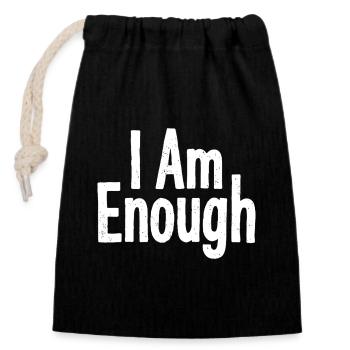 I Am Enough Selbstvertrauen Statement - Verschließbarer Geschenkbeutel aus Baumwolle (14x20cm) - Schwarz - Vorne