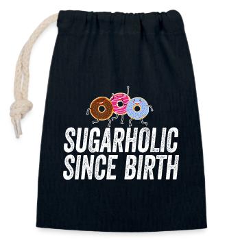 Sugarholic Donuts Since Birth - Closable cotton gift bag (14x20cm) - navy - Front