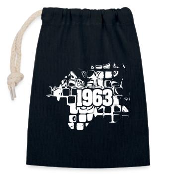 1963 - Verschließbarer Geschenkbeutel aus Baumwolle (14x20cm) - Navy - Vorne