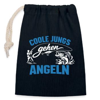 Pêche aux gars cool Hommes cadeaux - Sac cadeau en coton avec cordon (14 x 20 cm) - bleu marine - Devant