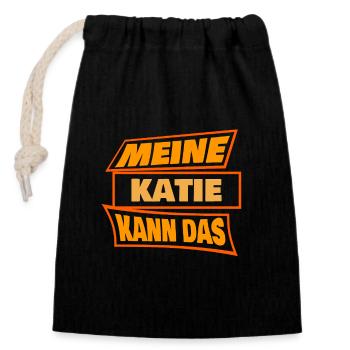 Geschenk für Katie - Verschließbarer Geschenkbeutel aus Baumwolle (14x20cm) - Schwarz - Vorne
