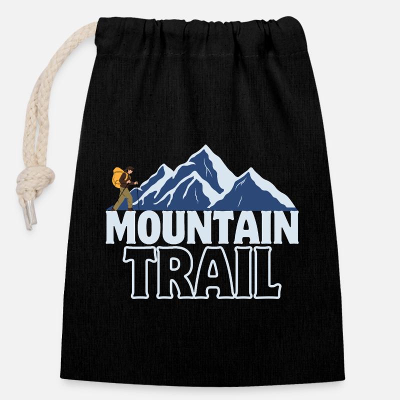 Mountain Trail Adventure - Closable cotton gift bag (14x20cm) - black