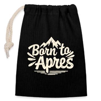 Born to Apres Ski Berge Wintersport Party - Verschließbarer Geschenkbeutel aus Baumwolle (14x20cm) - Schwarz - Vorne