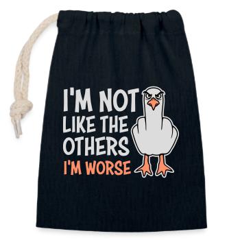 Middle Finger Seagull In Not Like The Others I'm Worse - Closable cotton gift bag (14x20cm) - navy - Front