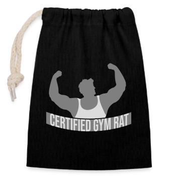 Certified Gym Rat Lustig Fitness Training Spruch - Verschließbarer Geschenkbeutel aus Baumwolle (14x20cm) - Schwarz - Vorne