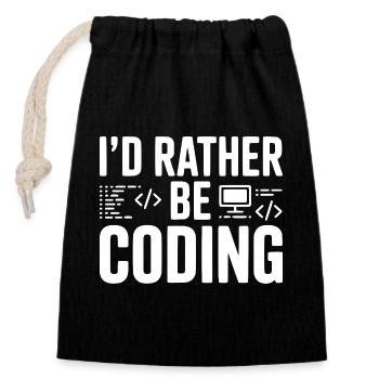 Je préfère coder - Sac cadeau en coton avec cordon (14 x 20 cm) - noir - Devant