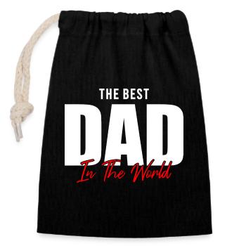 Celebrate the world’s best dad! Perfect gift  - Closable cotton gift bag (14x20cm) - black - Front