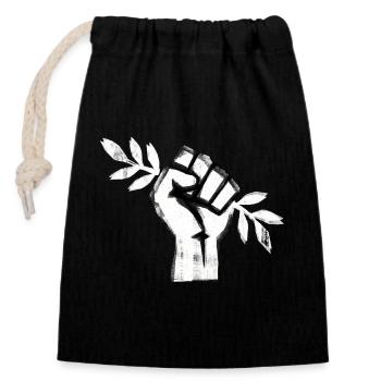 Symbole de la Paix de la Liberté - Sac cadeau en coton avec cordon (14 x 20 cm) - noir - Devant
