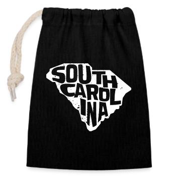 South Carolina Bold State Gliederung - Verschließbarer Geschenkbeutel aus Baumwolle (14x20cm) - Schwarz - Vorne