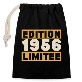 1956 70 ans Anniversaire Vintage Cadeau - Sac cadeau en coton avec cordon (14 x 20 cm) - noir - Devant
