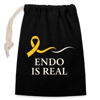 Sensibilisation à l’endométriose Guerrier de l’endo - Sac cadeau en coton avec cordon (14 x 20 cm) - noir - Devant