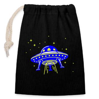 UFO – Visit from another galaxy - Closable cotton gift bag (14x20cm) - black - Front