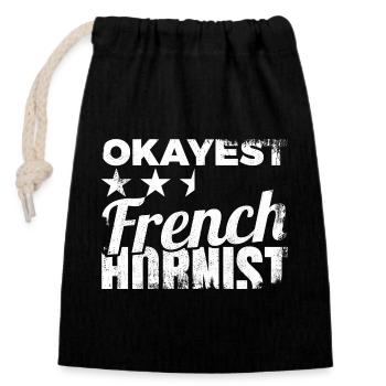 Average French horn player - Closable cotton gift bag (14x20cm) - black - Front