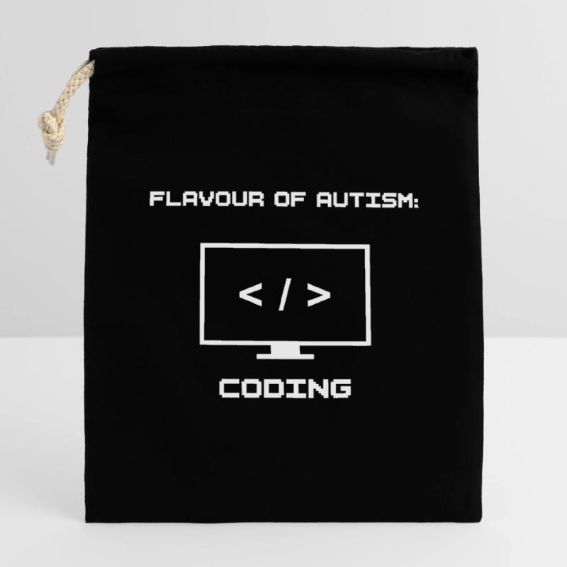 Saveur de l’autisme : le codage Sac cadeau en coton avec cordon (14 x 20 cm)