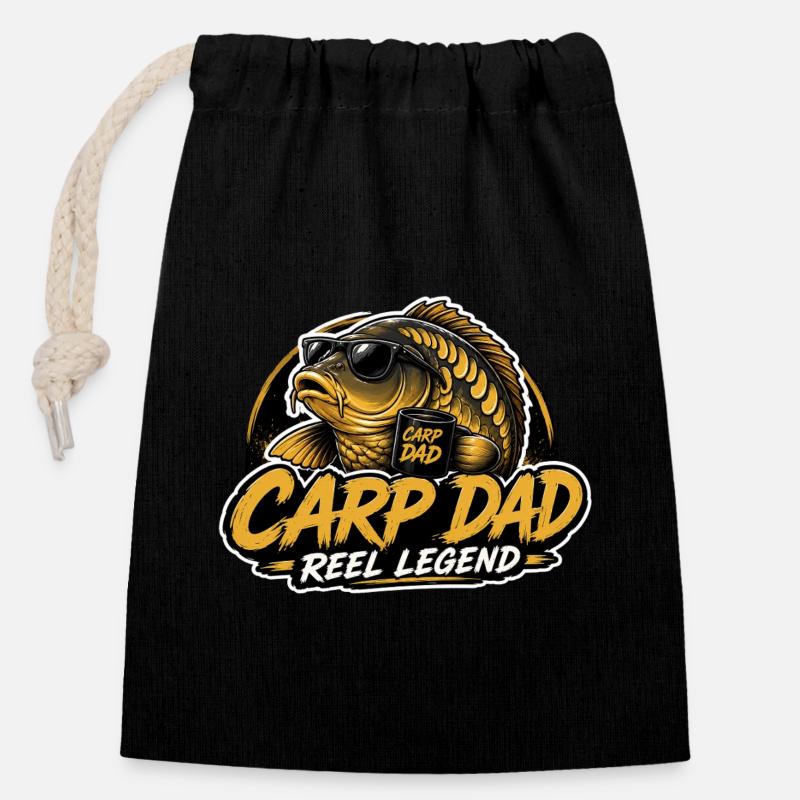 Carp Dad Reel Legend Vatertags-Angelgeschenk - Verschließbarer Geschenkbeutel aus Baumwolle (14x20cm) - Schwarz