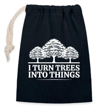 I Turn Trees Into Things Carpenter Humor carpenter - Sac cadeau en coton avec cordon (14 x 20 cm) - bleu marine - Devant
