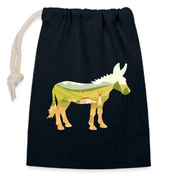 Fermier du village de l’âne - Sac cadeau en coton avec cordon (14 x 20 cm) - bleu marine - Devant